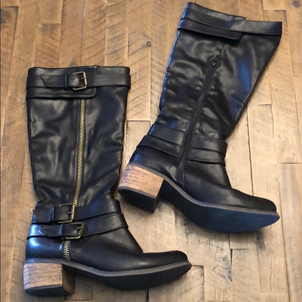 Brown leather boots